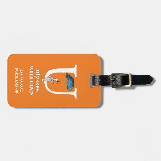 Dr. Seuss ABC: Letter U - wit| Jouw namen toevoege Bagagelabel (Voorkant horizontaal)