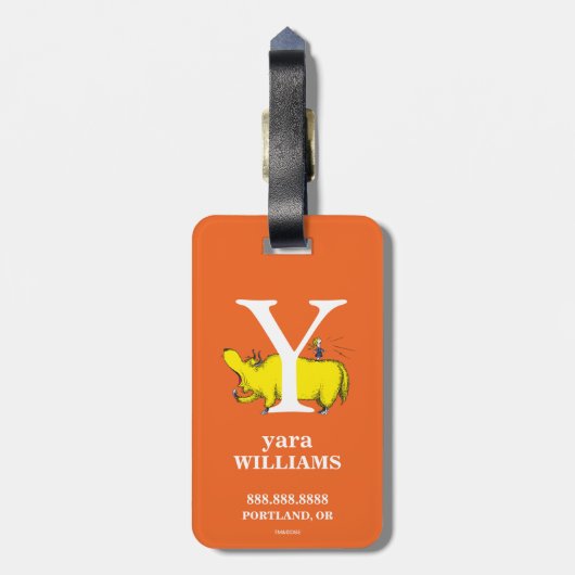 Dr. Seuss ABC: Letter Y - White | Jouw namen toevo Bagagelabel (Achterkant verticaal)