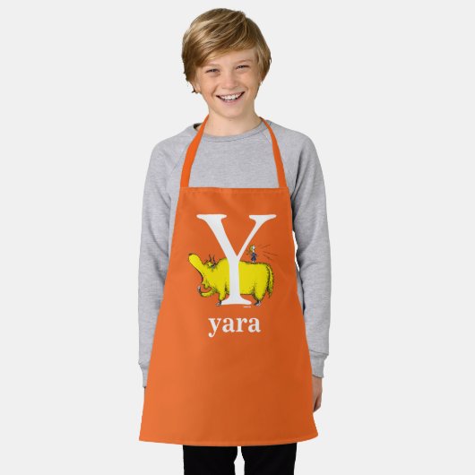 Dr. Seuss ABC: Letter Y - White | Jouw namen toevo Schort (Gedragen)