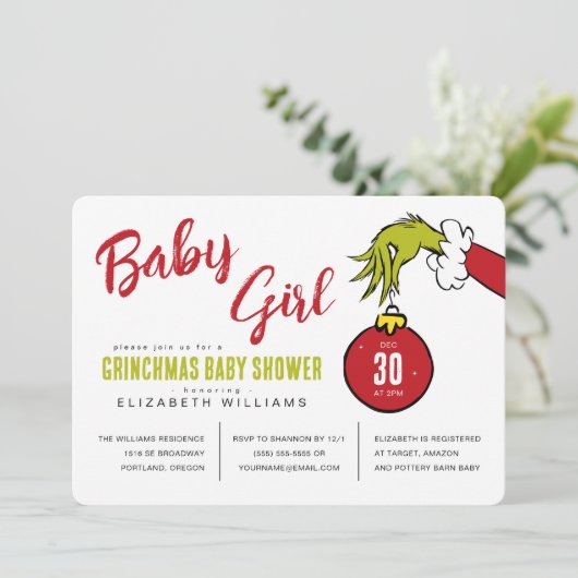 Dr. Seuss | Baby Meisje Grinch Baby shower (Staand voorkant)