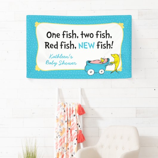 Dr. Seuss | Baby shower van één visjongen Spandoek (Insitu)