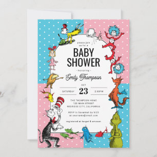 Dr. Seuss - Boekpersonages   Pastel Baby shower Kaart
