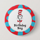 Dr. Seuss Cat in het Pet Birthday Boy Ronde Button 7,6 Cm (Voorkant)