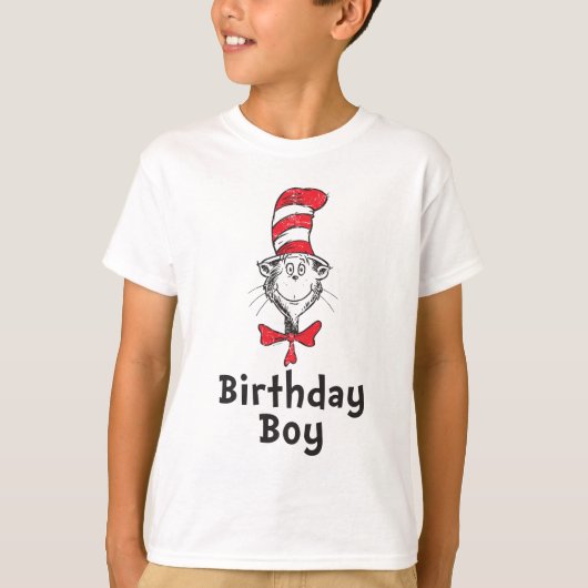 Dr. Seuss Cat in het Pet Birthday Boy T-shirt (Voorkant)