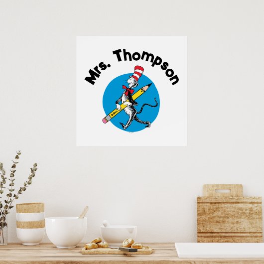 Dr. Seuss | Cat in het Pet Custom Name Poster (Keuken)