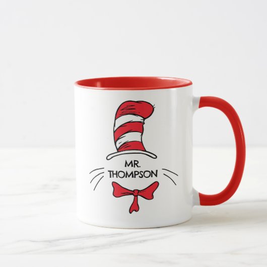 Dr. Seuss | Cat in het Pet Custom Teacher Name Mok (Rechts)