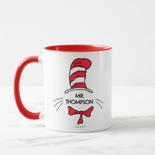 Dr. Seuss | Cat in het Pet Custom Teacher Name Mok (Links)