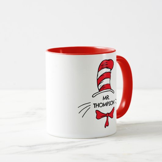 Dr. Seuss | Cat in het Pet Custom Teacher Name Mok (Voorkant rechts)