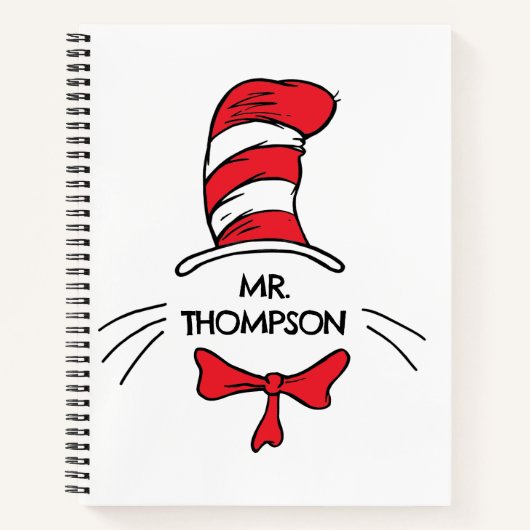 Dr. Seuss | Cat in het Pet Custom Teacher Name Notitieboek (Voorkant)