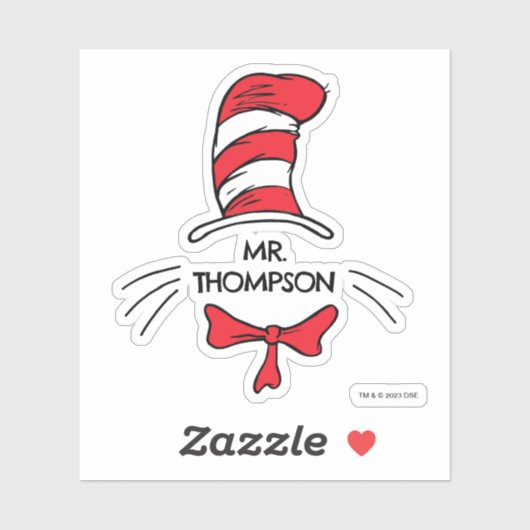 Dr. Seuss | Cat in het Pet Custom Teacher Name Sticker (Vel)