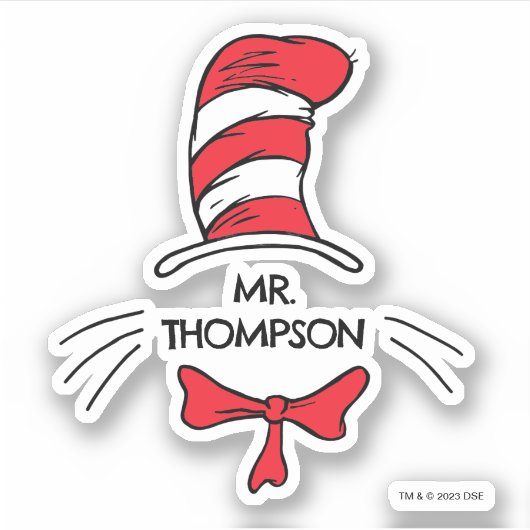 Dr. Seuss | Cat in het Pet Custom Teacher Name Sticker (Voorkant)