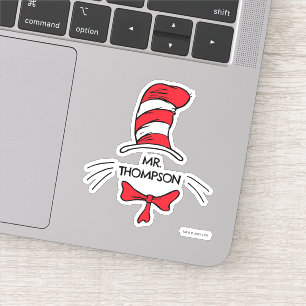Dr. Seuss   Cat in het Pet Custom Teacher Name Sticker