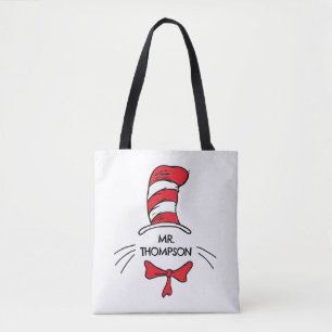 Dr. Seuss   Cat in het Pet Custom Teacher Name Tote Bag