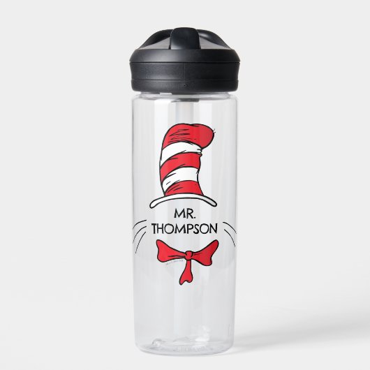 Dr. Seuss | Cat in het Pet Custom Teacher Name Waterfles (Voorkant)