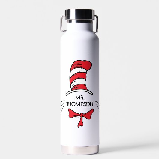 Dr. Seuss | Cat in het Pet Custom Teacher Name Waterfles (Voorkant)