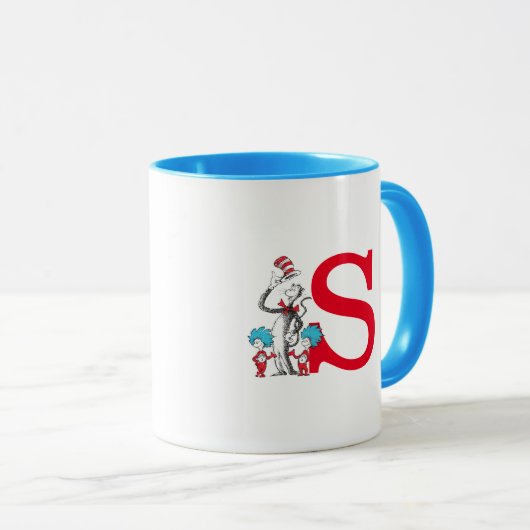 Dr. Seuss Cat in het Pet, ding één monogram S Mok (Voorkant rechts)