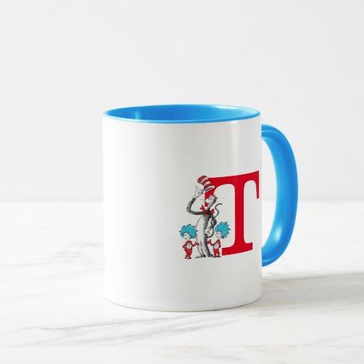 Dr. Seuss Cat in het Pet, ding één monogram T Mok (Voorkant rechts)