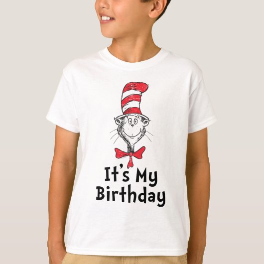 Dr. Seuss Cat in het Pet Het is mijn verjaardag T-shirt (Voorkant)