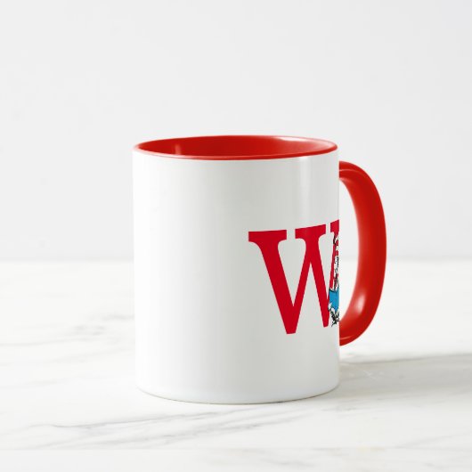 Dr. Seuss Cat in het Pet - Lezing Monogram W Mok (Voorkant rechts)