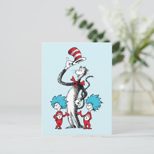 Dr. Seuss | Cat in het Pet, Thing One & Thing Two Briefkaart (Staand voorkant)