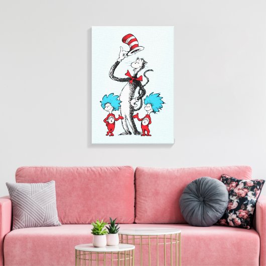 Dr. Seuss | Cat in het Pet, Thing One & Thing Two Canvas Afdruk (Insitu (Woonkamer))