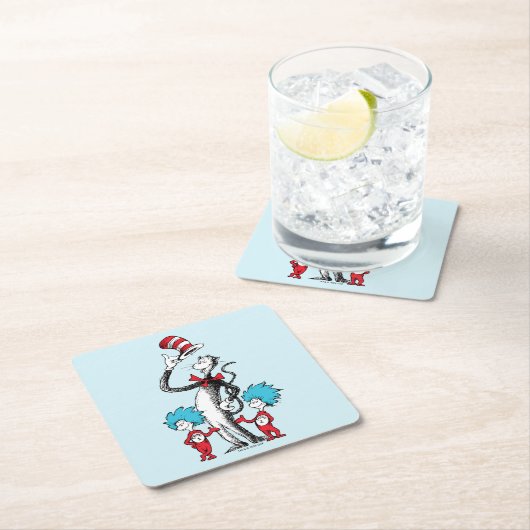 Dr. Seuss | Cat in het Pet, Thing One & Thing Two Kartonnen Onderzetters (Insitu)
