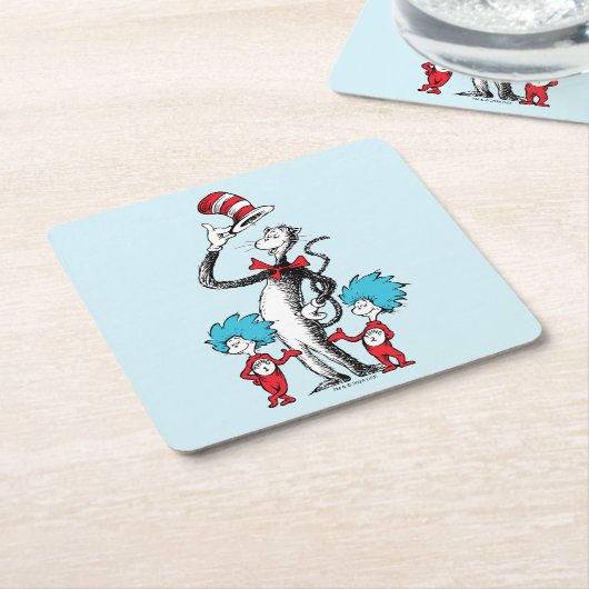 Dr. Seuss | Cat in het Pet, Thing One & Thing Two Kartonnen Onderzetters (Schuin)