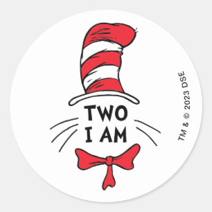 Dr. Seuss   Cat in het Pet - Two I Am Birthday Ronde Sticker