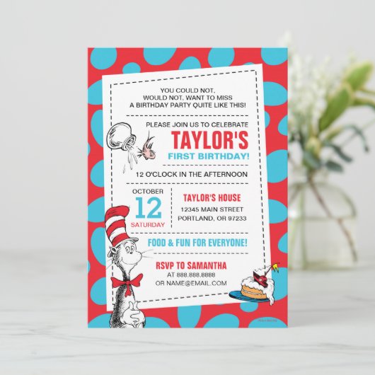 Dr. Seuss Cat in het Pet Verjaardag Voeg een foto  Kaart (Staand voorkant)