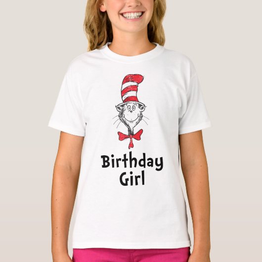 Dr. Seuss Cat in het Pet Verjaardags Meisje T-shirt (Voorkant)