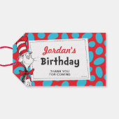 Dr. Seuss Cat in het Pet Verjaardagsfeestgunst Cadeaulabel (Achterkant Horizontaal)