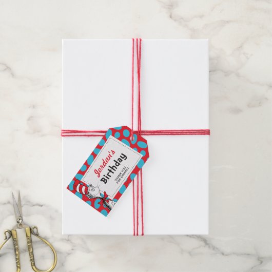 Dr. Seuss Cat in het Pet Verjaardagsfeestgunst Cadeaulabel (Met Touw)