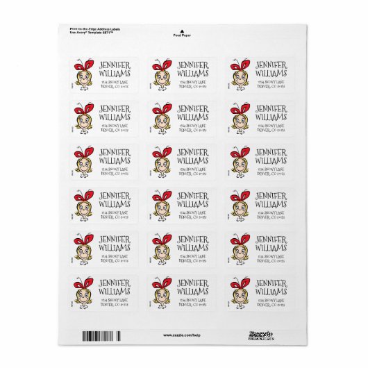 Dr. Seuss | Cindy-Lou, Nice Etiket (Full Sheet)