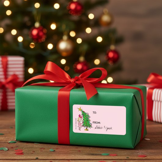 Dr. Seuss Cindy-Lou Who Kerstcadeau-etiket Etiket