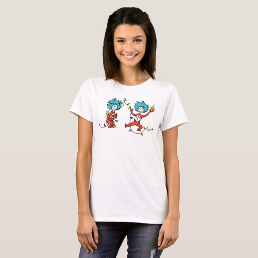 Dr. Seuss | De Grinch | Dans 1 en Thing 2 T-shirt (Voorkant volledig)