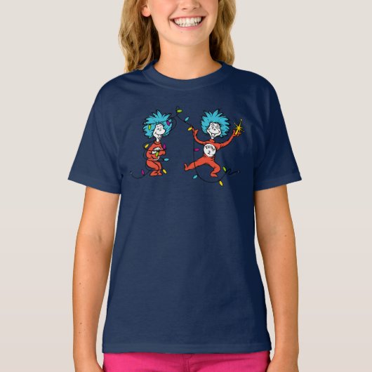 Dr. Seuss | De Grinch | Dans 1 en Thing 2 T-shirt (Voorkant)