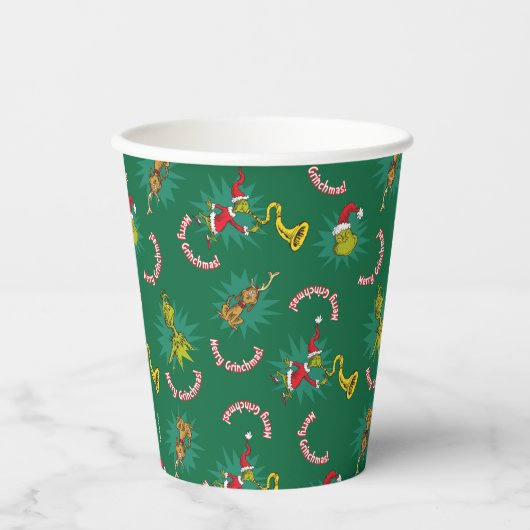 Dr. Seuss | De Grinch | Merry Grinchmas Pattern Papieren Bekers (Voorkant)