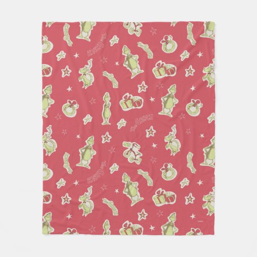 Dr. Seuss | De Grinch | Rode Kerstpatroon Fleece Deken (Voorkant)