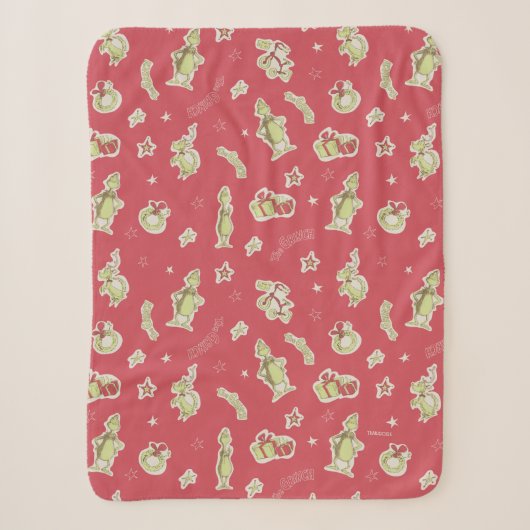 Dr. Seuss | De Grinch | Rode Kerstpatroon Sherpa Deken (Voorkant)
