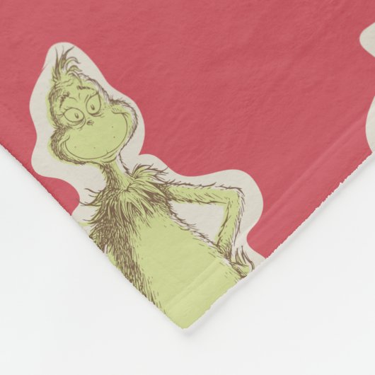 Dr. Seuss | De Grinch | Rood kerstpatroon Fleece Deken (Hoek)