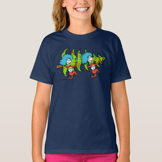 Dr. Seuss | De Grinch | Thans 1 Thing 2 Kerstmis T-shirt (Voorkant)