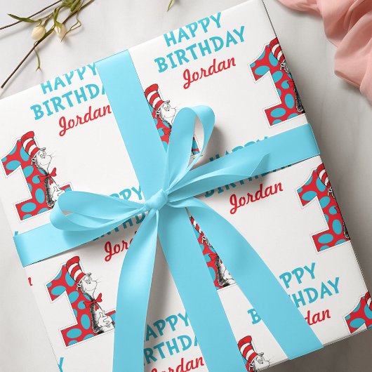 Dr. Seuss | De Kat in de Hoed 1e Verjaardag Cadeaupapier
