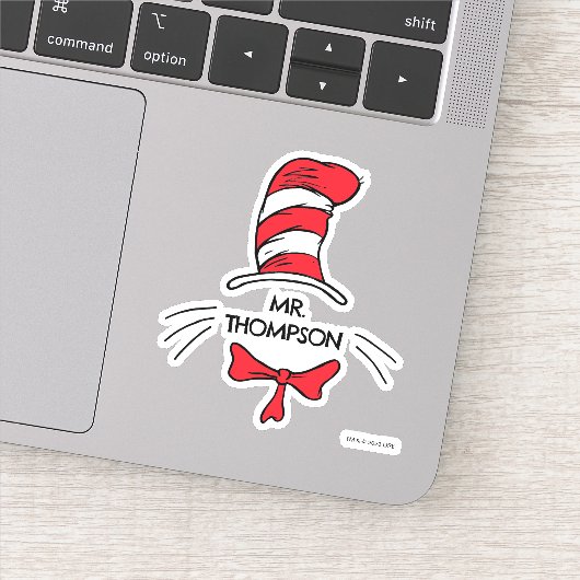 Dr. Seuss | De Kat in de Hoed Aangepaste naam lera Sticker (Detail)