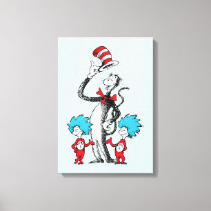 Dr. Seuss De Kat in de Hoed, Ding Een & Ding Twe Canvas Afdruk