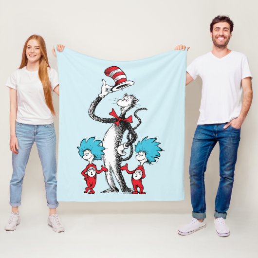 Dr. Seuss | De Kat in de Hoed, Ding Een & Ding Twe Fleece Deken (In situ)