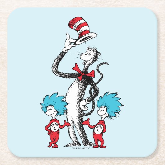 Dr. Seuss | De Kat in de Hoed, Ding Een & Ding Twe Kartonnen Onderzetters (Voorkant)
