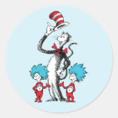 Dr. Seuss | De Kat in de Hoed, Ding Een & Ding Twe Ronde Sticker (Voorkant)