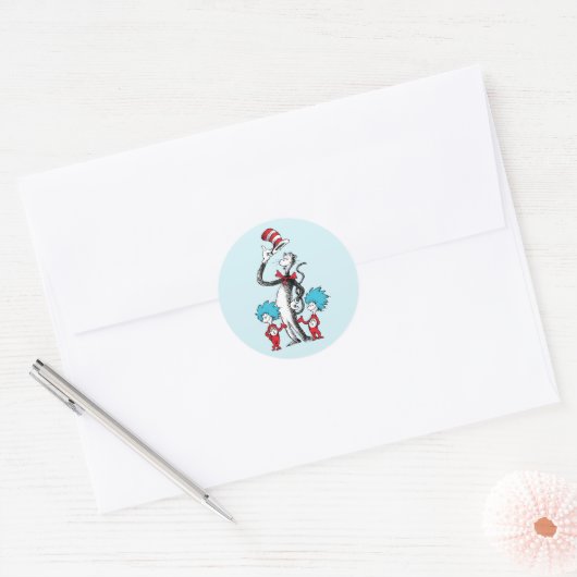 Dr. Seuss | De Kat in de Hoed, Ding Een & Ding Twe Ronde Sticker (Envelop)