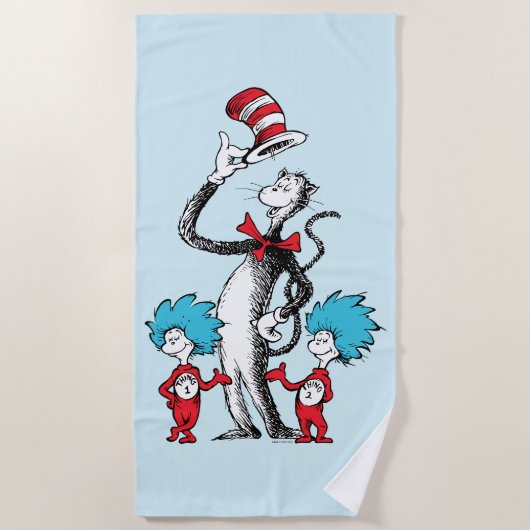 Dr. Seuss | De Kat in de Hoed, Ding Een & Ding Twe Strandlaken (Voorkant)