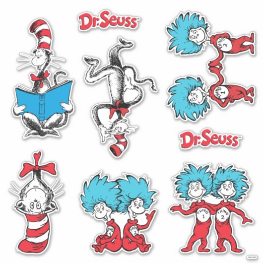 Dr. Seuss | De Kat in de Hoed en Ding Een Ding Sticker (Voorkant)